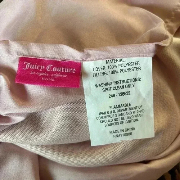 Juicy Couture Home Pink White Gold Accent Pillow and Two Standard Pillow Shams - Picture 8 of 11